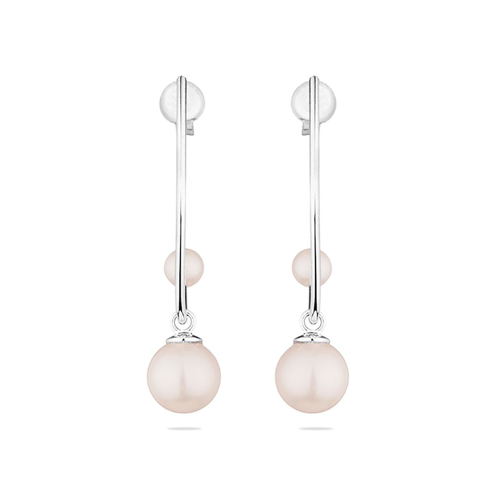 Вид : Сладководни перли – Fresh water pearl Цвят : бял Качество на перлата: АА Материал:  сребро проба 925 Размер: 8-8,5 мм