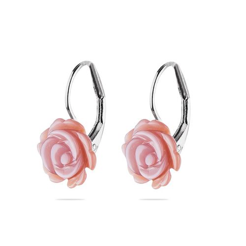 Обеци от розова перлена мида - Роза